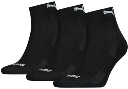 PUMA Unisex Puma Unisex Cushioned Quarter (3 Pack) Socks, Black, 2.5-5 UK
