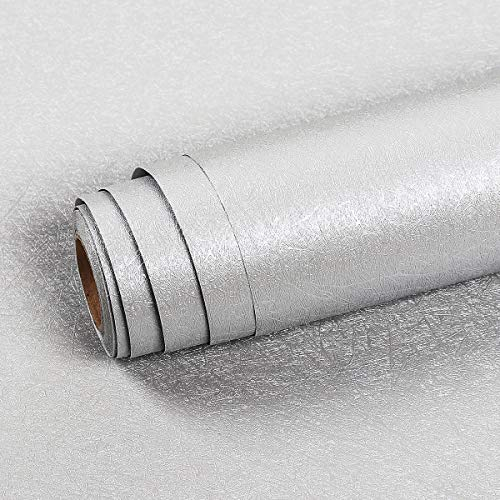 Livelynine 40CMx5M Klebetapete Selbstklebend Wohnzimmer Modern Selbstklebende Tapete Grau Muster Klebefolie Wand Tapeten für Badezimmer Schlafzimmer Wände Hellgrau Silber Wandfolie Abwaschbar
