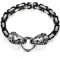 Flongo Herren Armband Männer Königskette Armreif Armkette Löwenkopf Fahrradkette Motorradkette Silber Schwarz Biker Herren-Accessoires