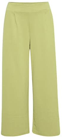 ICHI IHKATE SUS WIDE PA Damen Hose Stoffhose mit Stretch gerader Schnitt Elastikbund Crop Länge, Größe:S, Farbe:Weeping Willow (150525)