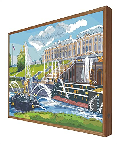 CCRETROILUMINADOS Bild mit Holzrahmen, beleuchtet, mit LED-Licht, großer Wasserfall des Palast Peterhof St. Petersburg