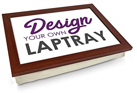 Design Your Own Extra Large Lap Tray. 49.8cm | Handmade Wooden Frame | Beanbag Cushioned Bottom | Computers, Laptops, Meals, Food, Crafting, TV, Dinner, Serving (Brown)
