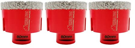 SHDIATOOL Broca de núcleo de diamante, diámetro de la sierra perforadora de 60 mm, rosca M14 soldada al vacío para hormigón granito, mármol, porcelana, ladrillo, mampostería, 3 piezas