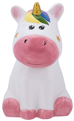 100 North Tarro de cerámica para galletas con diseño de unicornio arcoíris con estrellas, 10 x 7.3 pulgadas
