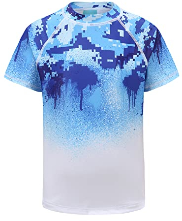 Schwimmshirt Jungen Kurzarm Rashguard Kinder Schnelltrocknendes Badeshirt UV-Schutz-Shirt Badeanzug 116/5-6 Jahre