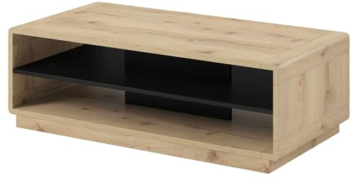 Lomadox Couchtisch 120 cm breit in Taurus Eiche Nb. mit Absetzungen in schwarz matt, B/H/T: ca. 120/40/60 cm