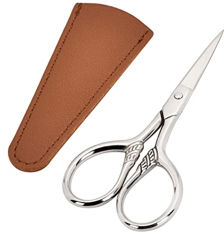 Lobodt Small Facial Hair Scissors, Stainless steel (silver) Straight Tip
