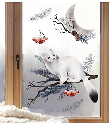 wolga-kreativ Fenster Fensterbilder Glasdekorfolie Motiv Fensterfolie FenstertattooWinter Weihnachten Advent Mond Hermeling Aufkleber Fenster wiederverwendbar Kinderzimmer Deko