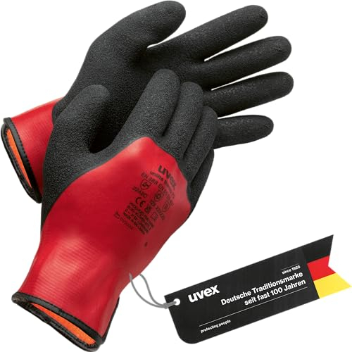 Uvex unilite thermo FC - Kälteschutzhandschuhe - Winterhandschuhe für nasse/ölige Umgebung - warm & gefüttert - rot/schwarz - 08/M