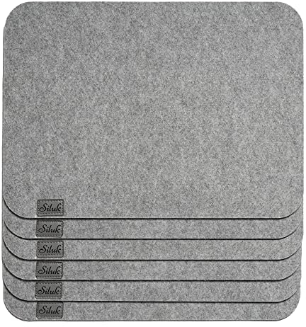 6-Teiliges Set aus Filz Tischuntersetzer Platzset Tischläufer, Platzdeckchen abwaschbar Filzmatte (Rechteck 6 STK., Grau)