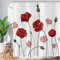 ASDCXZ Duschvorhang Blume 180x180 cm, Handgemalt Frühling Sommer Rot Mohn Blume Pflanzen Waschbar Duschvorhänge Antischimmel Polyester Textil Wasserdicht Duschvorhang für Badewanne mit 12 Haken
