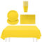 53P Solid Color Yellow Tableware Set Decor,20 Paper Napkins 16 Cups Plates in Yellow,1P Large Plastic Tablecloth Disposable Dinnerware Kit for Him Her Men Women Adults Kids Party Dinnerware Supply