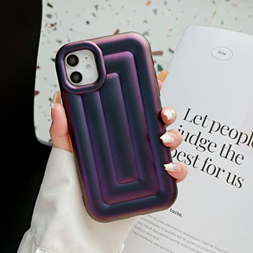 XIZYO Case for iPhone 11 6.1 Inch, Cute Solid Color 3D Stripes [Non-Slip] Silicone Shockproof Bumper Phone Case, Women Girls Luxury Anti-Scratch Slim Soft TPU Protective Cover, Laser Purple