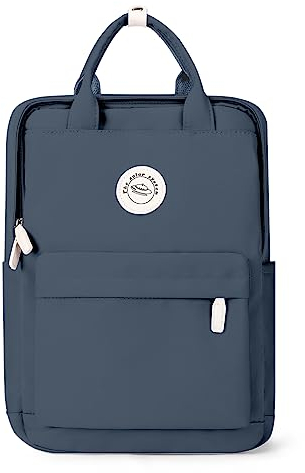 HYC00 Schulrucksack Mädchen Jungen Teenager College Rucksack Schule Damen Quadratische Schultasche 14 Zoll Laptop Rucksack Bag Schulranzen Schultaschen School Backpack Girls Tagesrucksäcke,Dunkel Blau