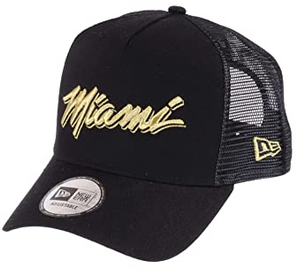 New Era Miami Heat NBA Vice Collection Black Metallic Gold Adjustable Trucker Cap - One-Size