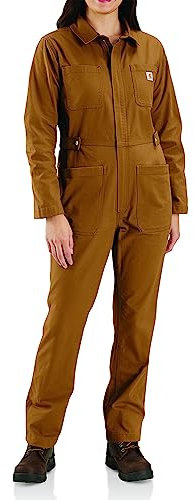 Carhartt Tuta da donna in tela robusta e flessibile, vestibilità comoda, Carhartt, marrone, X-Small