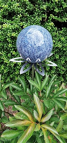 Jürgen Bocker Garten-Ambiente Blütenzauber Paris Rosenkugel 10 cm Edelstahl Gartenstecker Deko mit Stab 80 cm (blau)