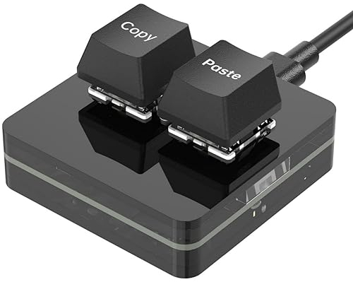 BRIMFORD Mini clavier à 2 touches - Copy Paste - Clavier de jeu mécanique RVB programmable, macro, personnalisé, compact, type C, pour Windows et Mac (noir, copy/pâte)
