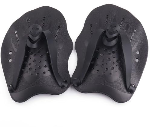 GYWHOOFT 1 par de palas de mano para nadar, ayuda para entrenamiento de fuerza, remo de natación con correa ajustable, entrenamiento de natación, palmera de palmera, herramientas de ejercicios de