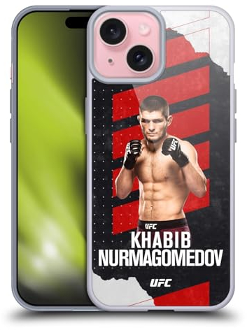 Head Case Designs Offizielle UFC Kampfkarte Khabib Nurmagomedov Soft Gel Handyhülle Hülle kompatibel mit Apple iPhone 15