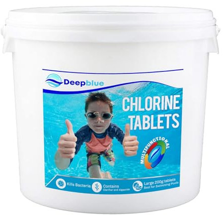 Deep Blue Pro - Multifunctional 200g Chlorine Tablets 5 kg Long lasting stabilised clarifier algae inhibitor