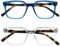OPULIZE KOI Lesebrille 2er Pack - Große Rechteckige Brillenfassung - Blau-Durchsichtig - Damen, Herren - Federscharniere - RR50-3C - +2.50