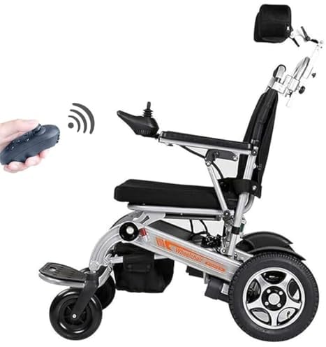 Ultraleichter Faltbarer Elektrische Rollstühle, Elektrischer Rollstuhl mit Fernbedienung und Kopfstütze, für ältere und behinderte Menschen, Li-Ion Battery 24V 20Ah