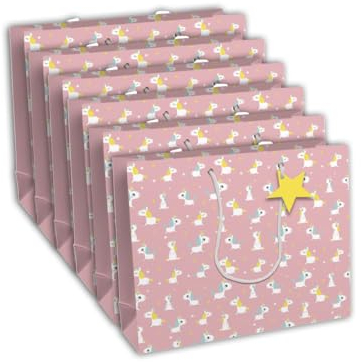 Clairefontaine 32466-6Cpack - Packung 6 Geschenktasche - Tüte Excellia, Format Shopping (37,3x11,8x27,5 cm), 210g, geeignet für voluminöse Geschenke, Einhorn, 1 Pack
