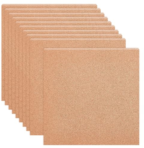 BENECREAT 10 Panneau en Liège, 300x300 mm Sous-Verres Carrés, Feuille Brun Sable 2 mm D'Épaisseur, Isolée pour Tableaux D'Affichage, Décorations Murales
