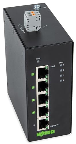WAGO Switch ECO industriale 852-1411/000-001 | con 5 porte ETHERNET 10/100/1000 Mbit/s autonegotiazione e LED diagnostici sul davanti, supporta fino a 8000 indirizzi MAC assoluti