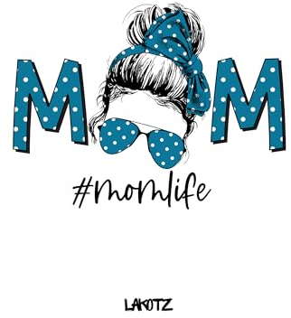 Bügelbilder 'Mom Life' in verschiedenen Farben - Einfach anzubringendes Design für Mütter, Waschmaschinenfest und Langlebig, Ideal für Kleidung und Textilien. (Schwarz, Blau)