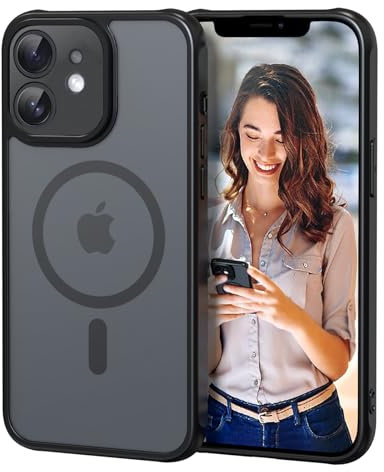 Nupcknn Magnétique Coque iPhone 12 Compatible MagSafe [Protection Caméra Intégrée] Housse Ultra Fine Anti-Choc - Dos Translucide Mat + Bordure TPU Souple