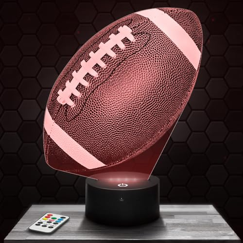 Lampephoto.fr - American Football Ball 3D Lampe, Touch Nachtlicht, Sport Dekoration Sammlerstück Geschenkidee American Football Ball Nachtlicht Originelle Geschenk Weihnachtenidee, 3D Led Illusion