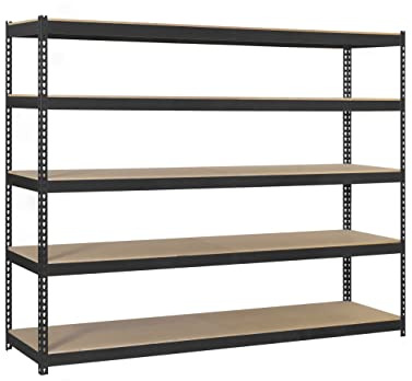 PROREGAL Schwerlastregal Wood Beast Five | HxBxT 300x150x75cm | 5 Ebenen | Fachlast 600kg | Anthrazit | Weitspannregal Werkstattregal