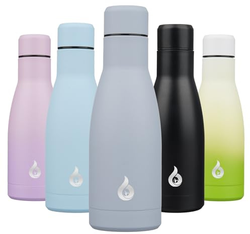 BJPKPK Isolierte Trinkflasche 350 ml Edelstahl-Wasserflaschen Spülmaschinengeeignet Wiederverwendbarer Metall Thermos Reisebecher Hält Kalt & Heiß, Nebelgrau