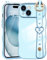 LLZ.COQUE Hülle für iPhone 15, Mädchen Galvanisieren Wellenform Rand Handyhülle Kratzfest Kameraschutz Schutzhülle Kommt mit Herzförmig Armband Phone Case für iPhone 15, Peak Blau
