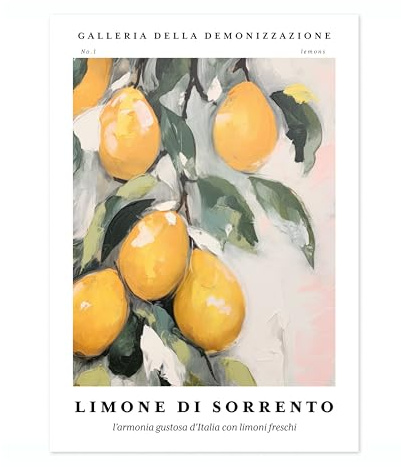 Lemons – Sorrento minimalistisches, abstraktes Poster, bunte Blumendrucke, ästhetische Malerei, moderne Wanddekoration, für Schlafzimmer, Badezimmer, Archivierung, matt, A5 (nur Druck), 21 x 14,8 cm