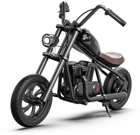 HYPERGOGO Elektro Motorrad Kinder, Kindermotorrad mit 3 Geschwindigkeiten, max. 16 km/h, bis zu 60 Minuten ununterbrochene Fahrzeit für Kinder/Jugendliche