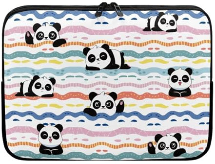 TSOVTHRID Cute Panda Rainbow Stripes Laptop Sleeve Protettivo Computer Borse, Custodie & Maniche Universale 10-17 pollice Notebook
