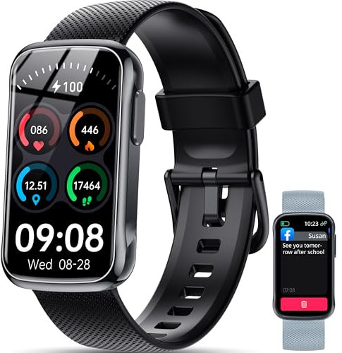 OUKITEL Montre Connectée Femme Homme avec 2 Bracelets Interchangeables, IP68 Smartwatch Bracelet Montre de Sport, Oxymètre Podomètre, Cardiofrequencemètre, Calories, Fitness Tracker pour Android iOS