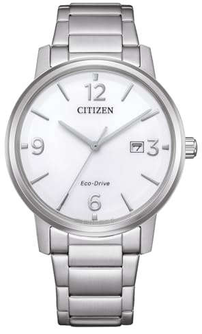 Citizen Herrenuhr Edelstahl, Weiß, 40 mm, BM6755-71A | Analog Quartz, Kristallglas, 3 bar Wasserdicht, 180 Tage Gangreserve, Datum, Edelstahlband