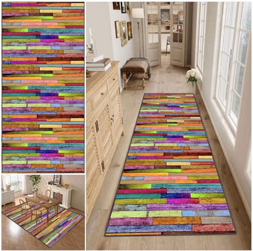 Hallway Runner Rug, Washable Floor Carpet for Entryway Rug, Water Absorbent Distressed Kitchen Rugs Non-slip Inside Floor Mat 40 x 500 cm Low Pile Carpet Runner Mat, for Living Room Bedroom Laundry