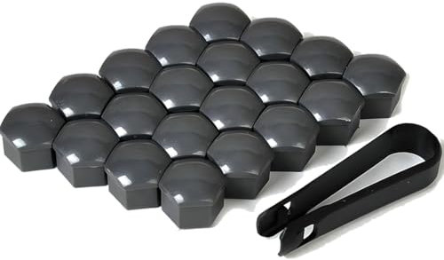 JEYORZY 20 pcs Radschraubenkappen, 17mm Radmutterkappen, 20 Sechskant Reifen Muttern-Abdeckungen, mit 1 Entfernung Werkzeug, Abdeckkappen für Radschrauben Universal Radmuttern Radbolzen Kappen (grau)
