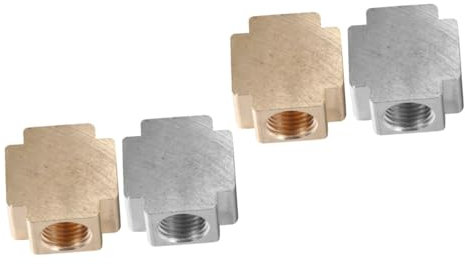Mipcase 4pcs Brass Aluminum Barstock Cross Connector Pipe Coupler Fitting for Air Connector and BBQ Gas Pipe