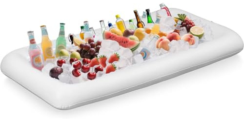 Barres de Service Gonflables avec Bouchon de Vidange, 130 x 62 x 12 CM Bar a Glace Gonflable, Buffet, Salade, Boissons et Nourriture Plateau, pour Fête, Pique-Nique, Camping