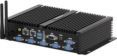 WINSMALL Industrial PC Fanless Mini PC Core i5 8250U Dual LAN/6 RS232 COM/HD/VGA/WiFi, 2.5G LAN Embedded Industriel Computer i5, 4G SIM Slot, Din-Rail, VESA, Pc Server 16GB RAM 256GB SSD