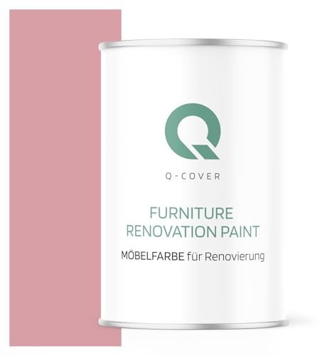Q-COVER Vernice per mobili semi-opaca, colore: Rosa chiaro RAL 3015, 1 L, colore legno per interni | coprente, a base d’acqua, antigraffio, per cucine, armadi, tavoli, giardino