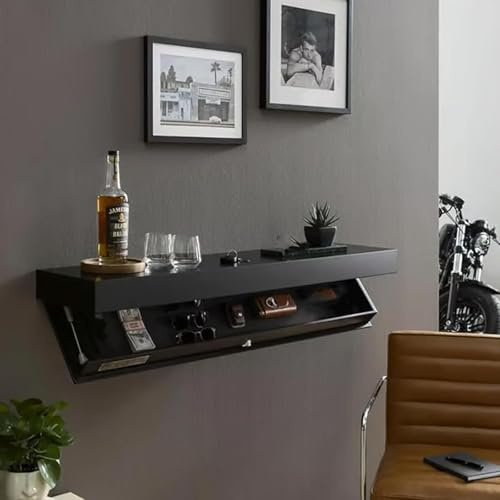 Modernes Wandregal mit Geheimfach & magischer Klappe, 1 Fach Design, perfekt für Wohnzimmer oder Büro, Aufbewahrung & Dekoration