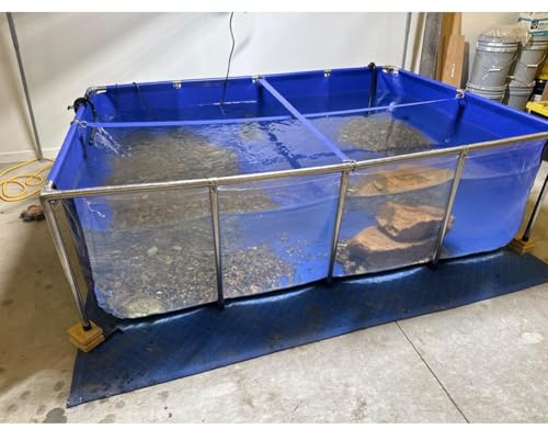 Rygcrud Fuori Terra Laghetto per Carpe Koi con Finestra, Acquario di Grandi Dimensioni - Telaio in PVC E Struttura in Acciaio - per Allevamento di Pesci E Tartarughe, Facile da Montare(120x80x61cm)
