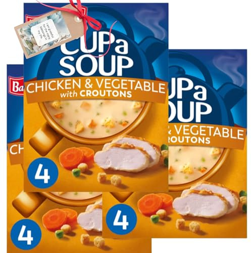 Soup Bundle With Chicken & Vegetable With Croutons Flavour Instant Soup Mix (3 Pack) - By Oerich Gift